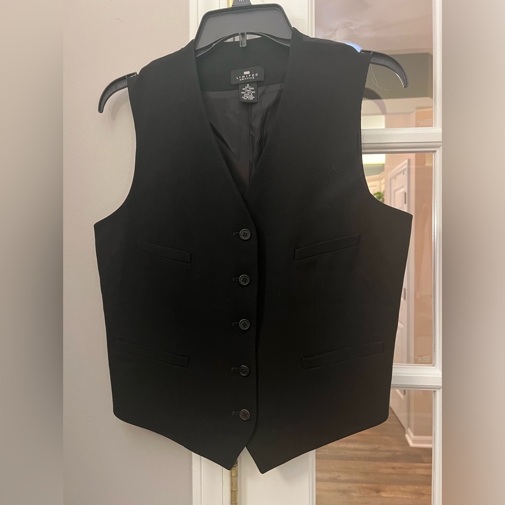 The Limited black 100% Wool button up Vest size 6 EUC